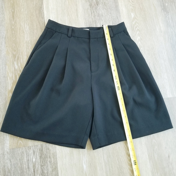 Maeve Anthropologie Avery High Rise High Waist Black Pleated Shorts Fluid Leg 6 - Picture 7 of 13